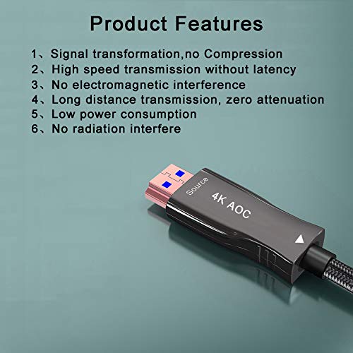 Aieloar 4K Optikai HDMI Kábel Nagy Sebességű 18Gbps 4K-60Hz 4:4:4 HDMI 2.0 Kábel Támogatja ARC HDR10 HDCP2.2 Blu-ray/TV
