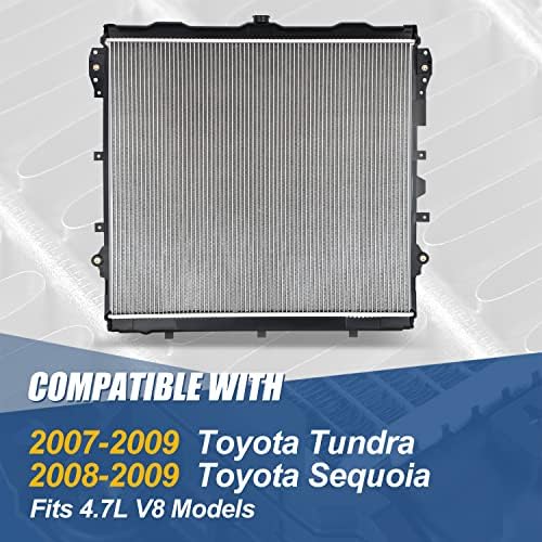 DPI 2992 Gyári Stílus 1-Sor Hűtő Radiátor Kompatibilis Toyota Sequoia Tundra 4.7 L V8 2007-2009, Alumínium Mag