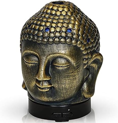 Buddha Fej Bronz Ultrahangos Olaj Diffúzor Aromaterápiás LED Párásító, Légtisztító