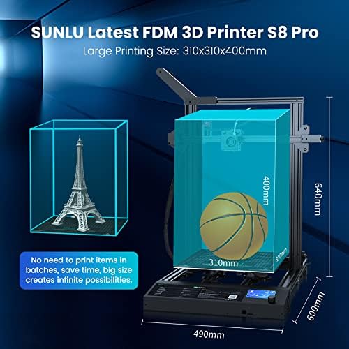 FDM 3D-s Nyomtatók Nagy Építeni Méret, SUNLU S8 Pro Csendes Alaplap, Nyomtatás Folytatása, Cserélhető Mágneses Építeni a Felszíni,
