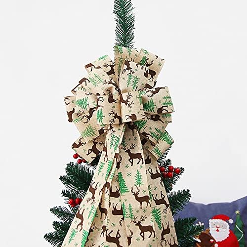 Karácsonyfa Tetején Dekoráció Medál Nagy Íj karácsonyfa Medál Szövet Szalag Fél Zászlók 3x5 Kültéri