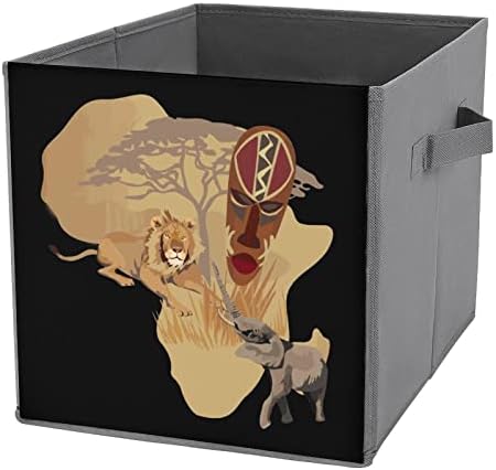 Afrika Vad Oroszlán, Elefánt Térkép Összecsukható Tárolók Alapokat Összecsukható Anyag Tároló Kockák Szervező Dobozok fogantyúval