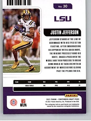 2021 Panini Versenyző-Tervezet bérlet 30 Justin Jefferson LSU Tigers Labdarúgó-Trading Card