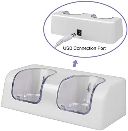 Kulannder Wii Távirányító Akkumulátor Töltő(Szabad USB Fali Töltő+Meghosszabbított Kábel) Kettős Charging Station Dokkoló Két Újratölthető