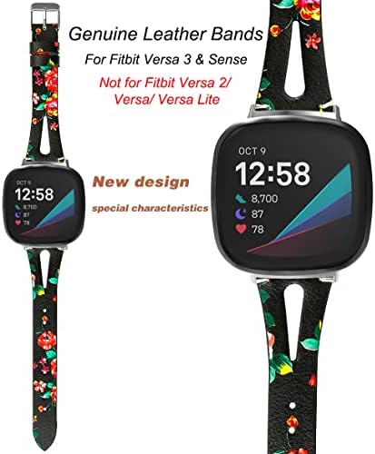 Mnzcoa Puha Bőr Zenekarok Kompatibilis Fitbit Sense/Versa 3, Vékony Valódi Bőr Lélegző Karszalag helyett Fitbit Versa 3 Fitbit Értelemben
