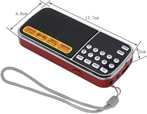 AM FM Zsebben Hordozható Rádió, zenelejátszó Támogatja a Micro SD/TF Kártya USB Foglalatba (Piros)