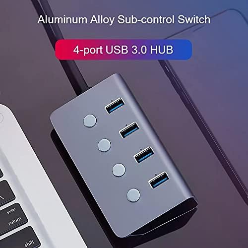 WJCCY Al-Vezérlő Kapcsoló 4-Port USB 3.0 HUB Alumínium Gégecső 5Gbps Multi USB Elosztó Asztali Laptop