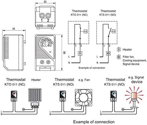 Mechanikus Termosztát, 0-60 Állítható Általában Közel Hőmérséklet-szabályozó Kapcsolót(KTO011)