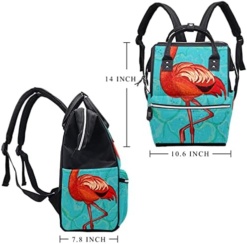 GUEROTKR Utazási Hátizsák, Pelenka táska, Hátizsák Táskában, piros flamingó kék mintás
