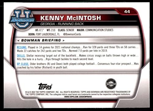 Kenny McIntosh RC 2022 Bowman Chrome Egyetem 44 ÚJONC NM+-MT+ NFL NCAA Football 1. Bowman