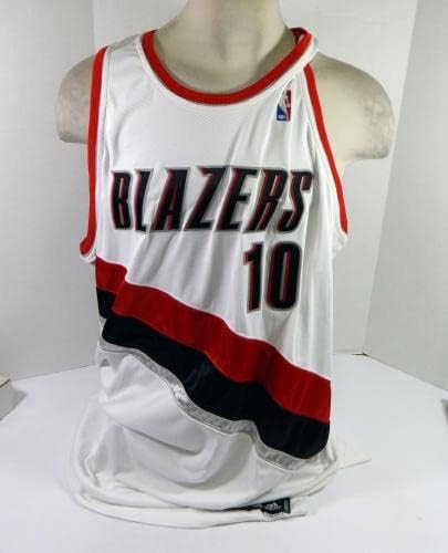 2006-07 Portland Trail Blazers Joel Przybilla 10 Játék Használt Fehér Jersey 54 531 - NBA Játék Használt