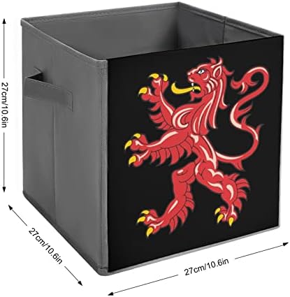 Skót Zászló Oroszlán Logó Összecsukható Anyag Tároló Kocka Box 11 Inch Összecsukható Tárolók fogantyúval