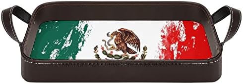 Mexikói Zászló Doodle Bőr Dekoratív Tálca Személyre szabott Z Tálca Tároló a Szervező Kezeli az Otthoni Hotel