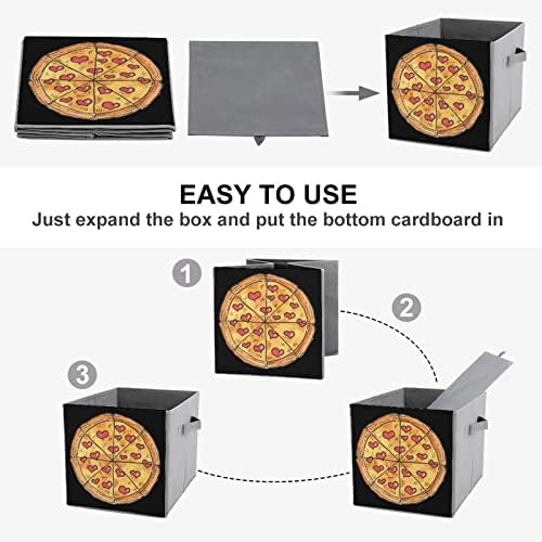 Pizza Szerelem Összecsukható Szövet tárolóban Kockák Szervező Összecsukható Doboz fogantyúval