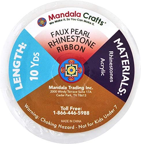 Mandala Kézműves Flatback Gyöngy Applied Sávos - Kristály Gyöngy Trim - 0.5 Hüvelyk 10 Yardon Gyöngy, Strasszos Trim Csipke Szalag