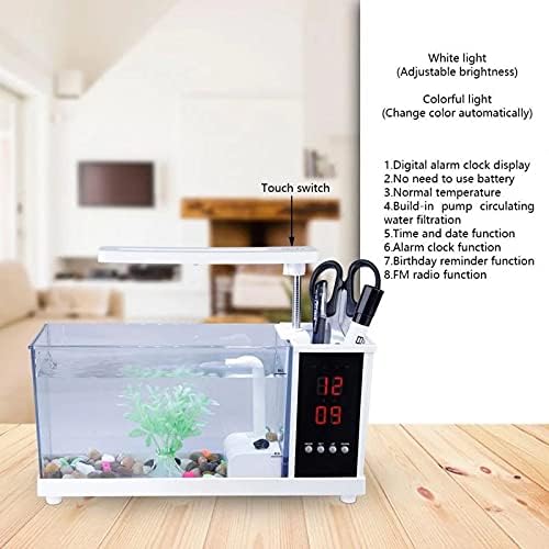 WSSBK Mini Akvárium Hal USB Akvárium LED LCD Kijelző, Óra Hal Akvárium, akvárium, Fekete/Fehér asztali Dekoráció (Szín : Fekete)