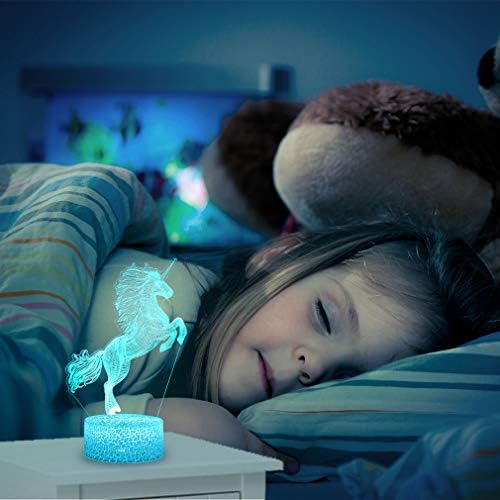 3D Egyszarvú Night Lights 16 színű LED Optikai Illúzió Lámpa Fényt Smart Touch&Távirányító Szülinapi Xmas Party Ajándékok Lányoknak,