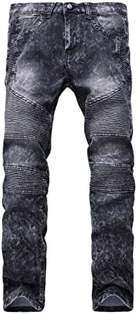 Andongnywell Férfi Slim Fit Jeans Hosszú, Vékony, feszes nadrágos Kényelem Egyenes Láb Farmer Nadrág Zip Pocket Deco