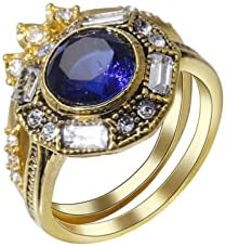 2023 Új Részt Kő Divat Cirkon Női Gyűrű Kék Gyűrű, Ékszerek, Fényes Ékszer Kerek Gyűrű Magasságra Lenn Lánya Gyűrű (Arany, 7)