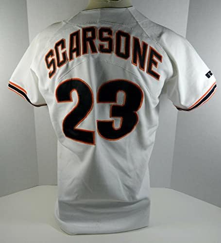 1992-ben a San Francisco Giants Steve Scarsone 23 Játék Használt Fehér Jersey DP08474 - Játék Használt MLB Mezek