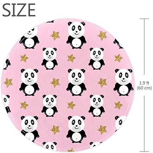 Panda a Csillogó Csillagok Rózsaszín Mintás, Csúszásmentes Lábtörlő 23.6 Kerek Szőnyeg, Szőnyegek Szőnyeg Gyerekeknek Hálószoba Baba