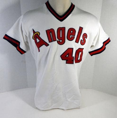 1988-ban a Kaliforniai Angyalok Coleman 40 Játék Használt Fehér Jersey, USA Zászló Rem DP14401 - Játék Használt MLB Mezek