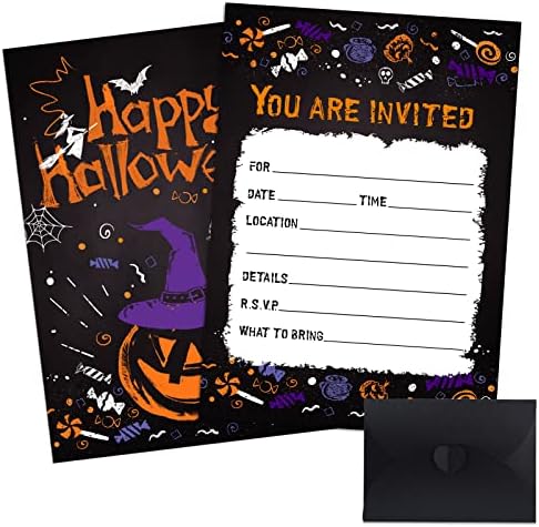 PETCEE Halloween Party Meghívó a Borítékok 5x7 a Halloween Meghívó Kártya, a Gyerekek, a Felnőttek 12db Halloween Party Kellékek