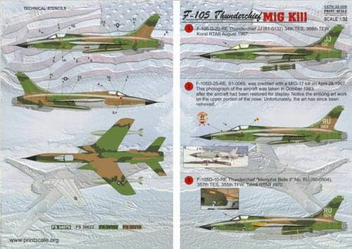 Nyomtatás Skála 32-009 - 1/32 Matrica az F-105 Thunderchief Mig Ölni