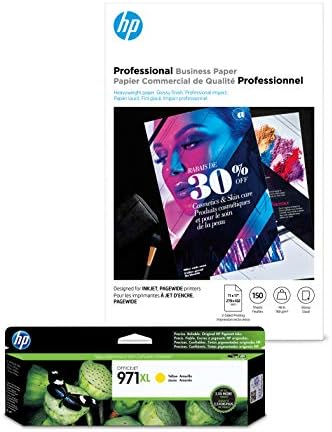 HP 970XL Sárga Festék + HP Professzionális Üzleti Papír, Fényes, Tintasugaras, 11x17, 150 lap