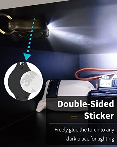 Uniclife 5 Csomag Mini LED-es Kulcstartó Lámpa 12 Lumen Hordozható Ultra Fényes elemes Fekete Fáklyát Öntapadó Matrica az Outdoor Kemping