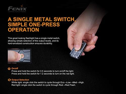 FENIX E03R USB Újratölthető 260 Lumen LED kulcstartó zseblámpa, EdisonBright márka USB töltő kábel köteg