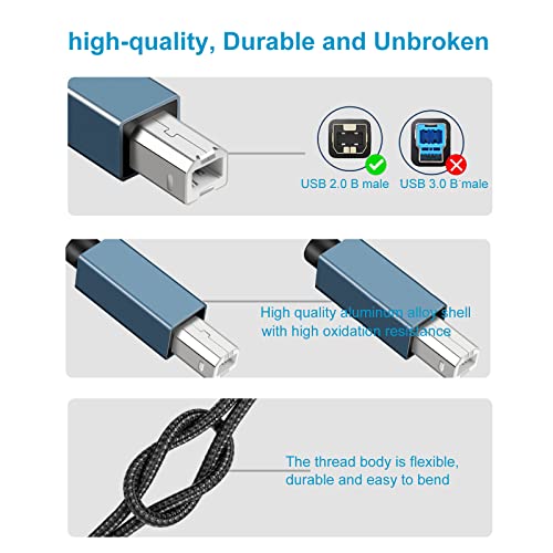 UV-USB KÁBEL Nyomtató Kábel, 6.6 FT USB Nyomtató Kábel USB 2.0, A Típusú Férfi B Férfi nagysebességű Szkenner Kábel Nagy Sebességű HP, Canon,