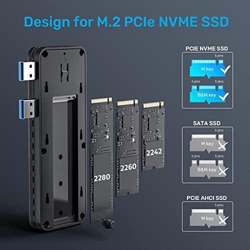Unitek M. 2 NVME SSD Burkolat Adapter, 3 portos USB Hub a PS5, USB 3.2 Gen 2 10 Gbps M. 2 NVME PCIe Burkolat, UASP Támogatás Kárpitozás,