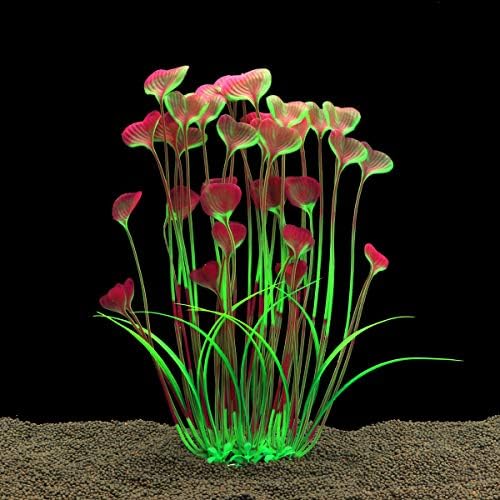 JIH Műanyag Növények az Akváriumban,Magas Mesterséges Növények akvárium Dekoráció 15.6 Inch (2 Db) (Rózsaszín)