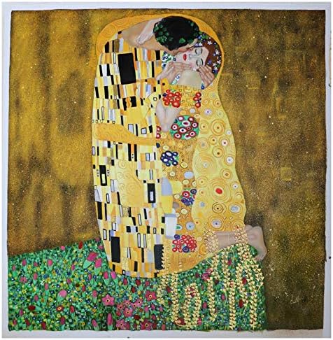 A Csók - Gustav Klimt, Kézzel Festett olajfestmény,szecessziós Stílusban,Néhány átfogó, a Virágos Rét,Nappali, Nagy, Gyönyörű Wall Art