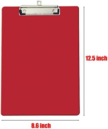 10 Csomag Műanyag Papírok A4-es 12,5 x 8.6 Hüvelyk Írás Testület Vágólapra Levél Méretű, Alacsony Profilú Clip - Piros