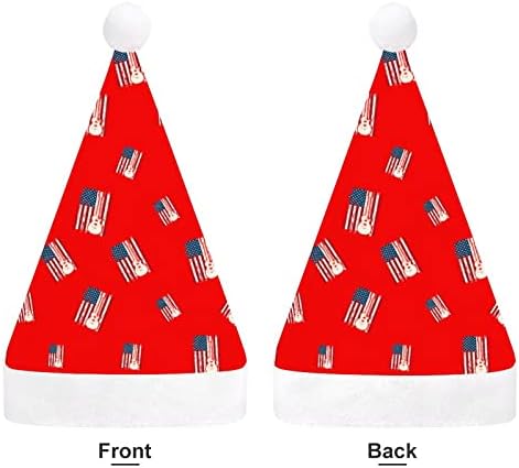 Amerikai Zászló Gitár Vicces Karácsonyi Kalap Mikulás Kalap, Rövid Plüss Fehér Bilincs a Karácsonyi Ünnepi Parti Dekoráció,