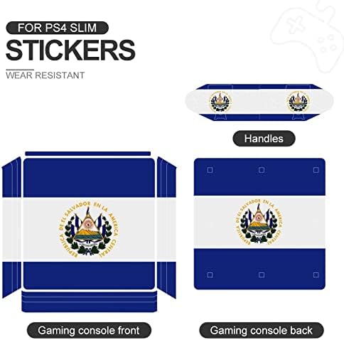 El Salvador Zászló Matrica Bőr PS-4 Slim Konzol, valamint Vezérlő Teljes Lezárja a Bőr Védő Fedelet Kompatibilis PS-4 Pro