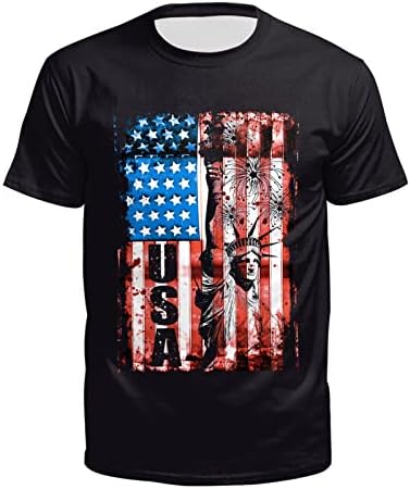 MIASHUI Grafikus póló Férfi Tshirts Férfi Amerikai Zászlós Póló Hazafias Tee Rövid Ujjú Férfi Pocket póló