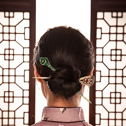 Honbay Cloisonn Vintage Haj Stick Calla Kínai Hagyományos Stílus Divat Haj Pálcika Hajtű (Zöld)