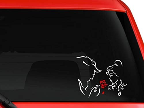 Művészeti Matricák & Matricák Szépség A Szörnyeteg Vörös Rózsa Autó Teherautó SUV Laptop Fal Ablak Matrica (Fehér, 8 Széles)