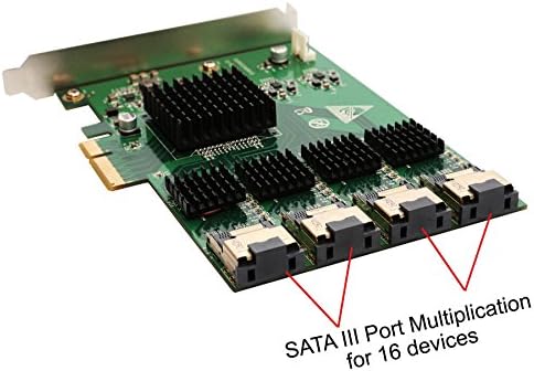 IO Címer 16 Port SATA III PCIe 2.0 x2 Vezérlő Kártya Zöld, SI-PEX40097