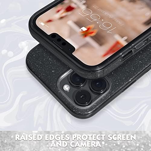 MILPROX Kompatibilis az iPhone 13 Pro Esetben (2021), Csillogó Csillogó Fényes Bling Gumi Gél Shell Esetben 3 Réteg Ütésálló Lökhárító Védő
