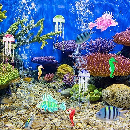 8db Világító Akvárium Dekoráció Mesterséges Lebegő Csikóhal Akvárium Élénk a Reef Akvárium Korall Dekoráció