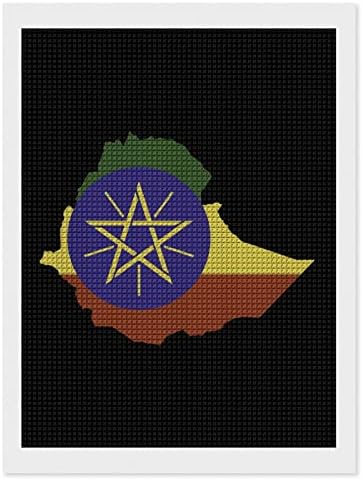 Etiópia Zászló Térkép Dekoratív Gyémánt Festmény Készletek Vicces 5D DIY Teljes Fúró Gyémánt Pontok Festmények lakberendezés 12x16