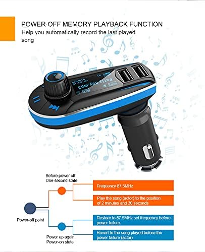 Bluetooth FM Transmitter Autóba MP3 Lejátszó, kihangosító Autóskészlet Vezeték nélküli Rádió Audio Adapter, Dual USB 5V 2.1, USB