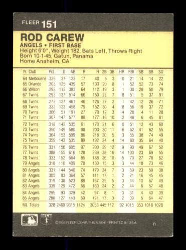 Rod Carew Dedikált 1986 Fleer Kártya 151 Kaliforniai Angyalok SKU 186705 - Baseball Asztalon Dedikált Kártyák