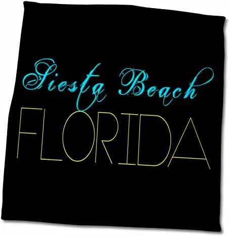 3dRose Amerikai Strandok - Szieszta Beach, Florida, kék, sárga színben - Törölköző (twl-271412-3)