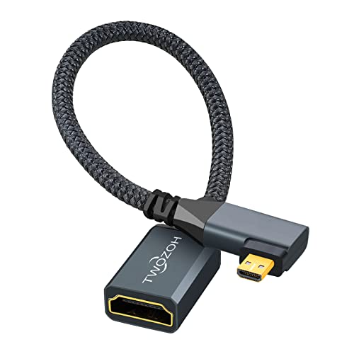 Twozoh Megfelelő Szögben Mikro HDMI-HDMI Adapter Kábel, Fonott Nylon 90°Fokos Micro HDMI Male-HDMI Női-Kábel (Type a D Típusú) Támogatja