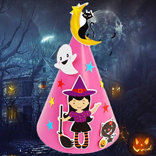 Halloween Otthon Dekoráció, DIY Kreatív Halloween Rajzfilm Papír Dísz Kalap Gyerekek, Gyerekek (Rózsaszín Boszorkány)